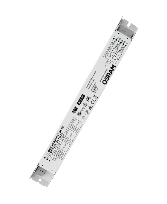 OSRAM QT-FIT5 2X14-35 Electronic Ballast, Dual Output Electronic Ballast Compatible with Fluorescent Lamps, Provides Stable Performance at 220–240V Input, Compact Design